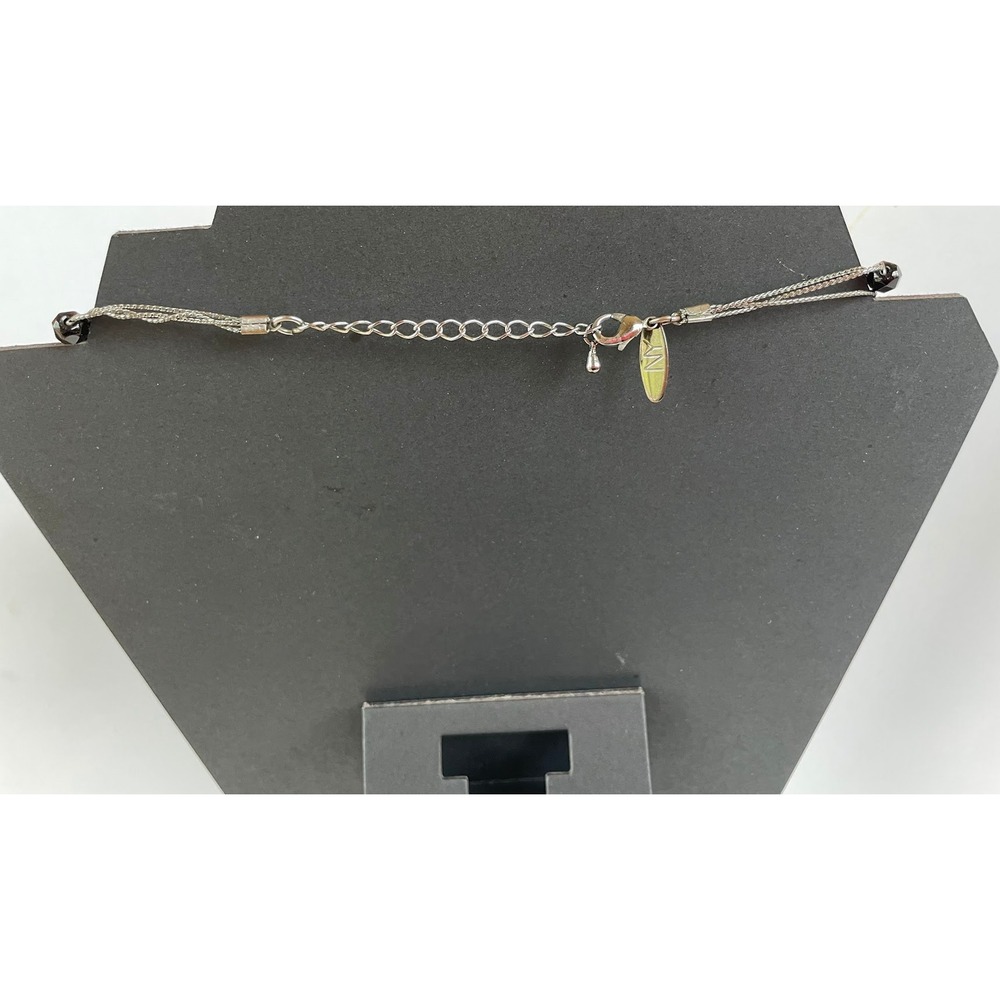 Viintage Gray Faux Pearl & Faceted Bead 3-Strand Silver Tone Statement Necklace - Picture 4 of 5